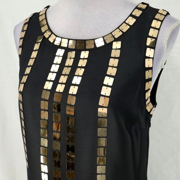 Tory Burch Dress Womens 6 Black Silk Gold Sequins Lined Formal Wedding lbd - Picture 8 of 14